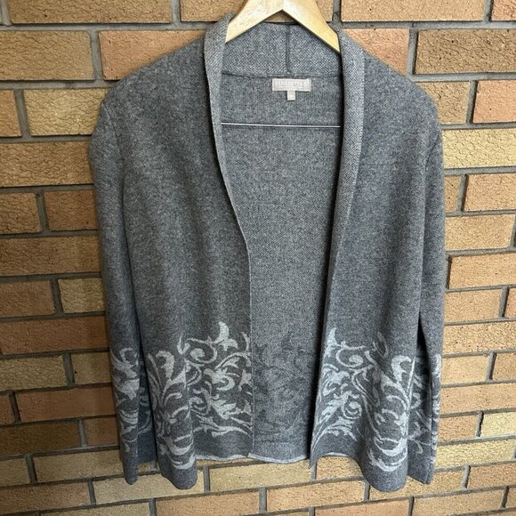 Benedetta B. Womens Open Front Cardigan Sweater Gray Print Size S Made in Italy - Picture 1 of 6